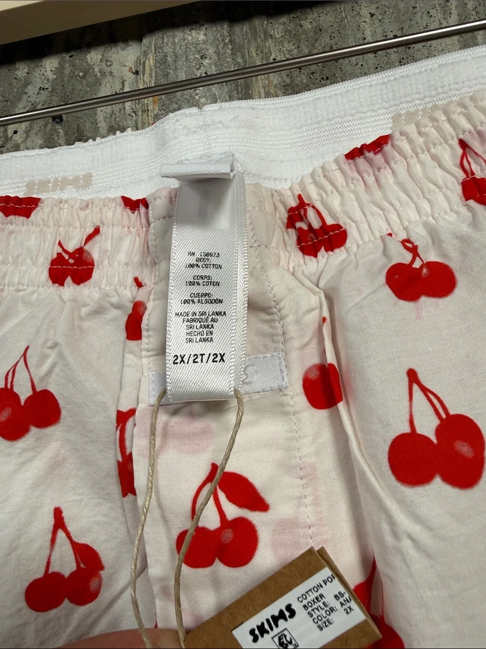 SKIMS Men's Cotton Poplin Boxers Size XS in Analog Cherries Print